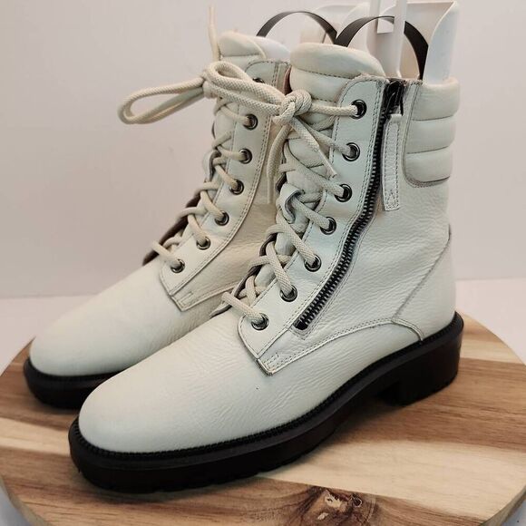 AQUATALIA LAILA WATER RESISTANT ZIP BOOTIE OFF WHITE LEATHER 6 M - Picture 6 of 12